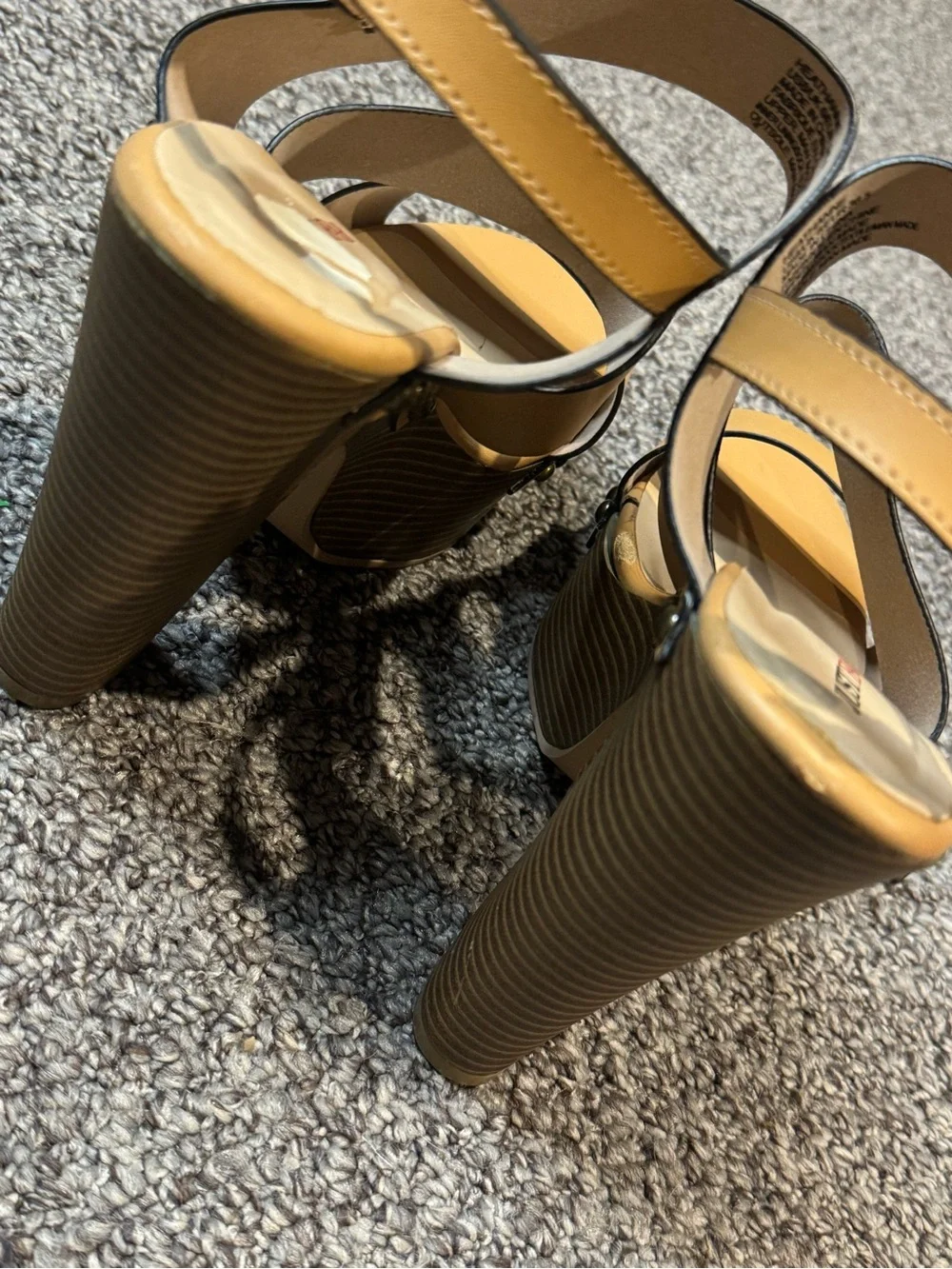 Women's JustFab Tan Platform Strappy Heels